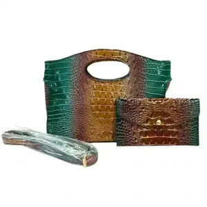 Elegant Multicolor Croc-Embossed Shoulder Bag
